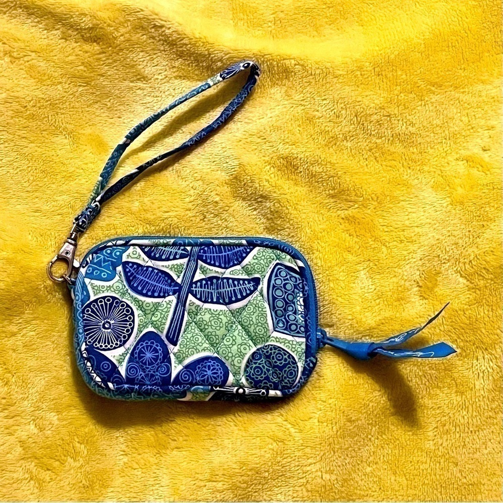 Vera Bradley Floral Wristlet Green and Blue - Picture 2 of 5